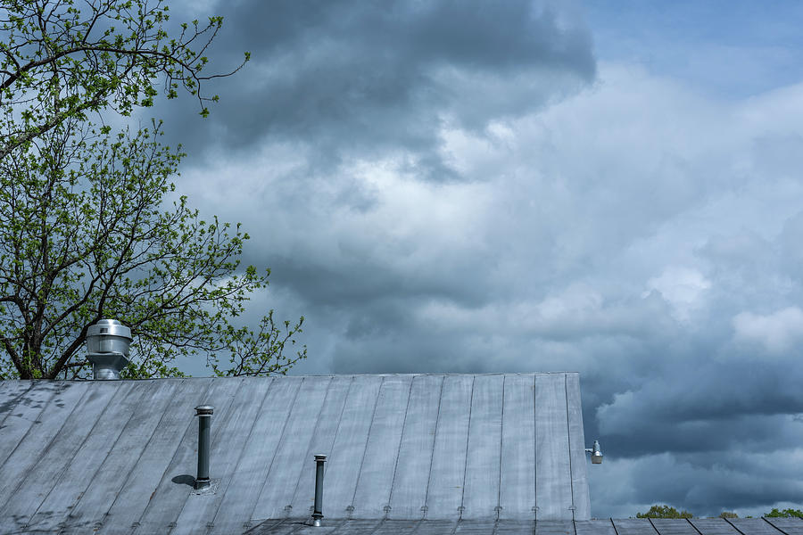 Silver Tin Roof And Storm Clouds Photograph