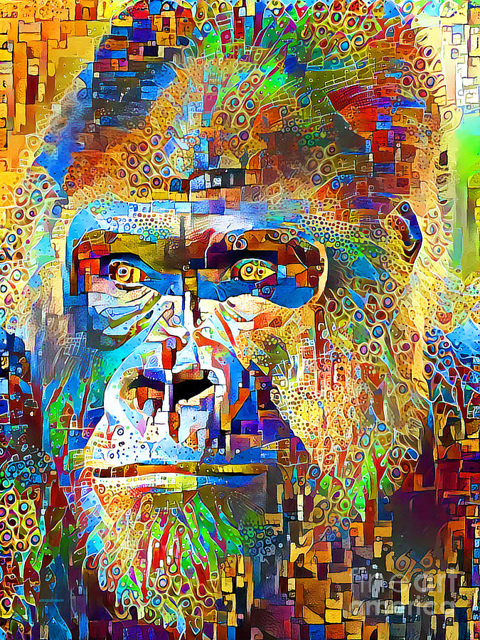Silverback Gorilla in Contemporary Vibrant Happy Color Motif 20200502v1 Photograph by Wingsdomain Art and Photography
