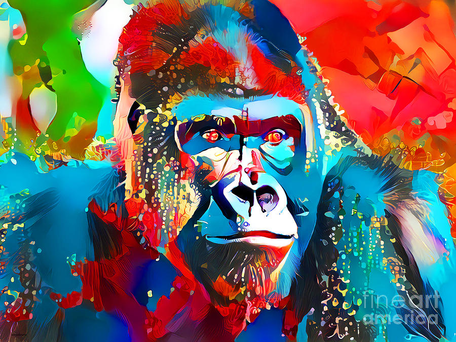 King Kong Photograph - Silverback Gorilla in Vibrant Contemporary Art 20210715 by Wingsdomain Art and Photography
