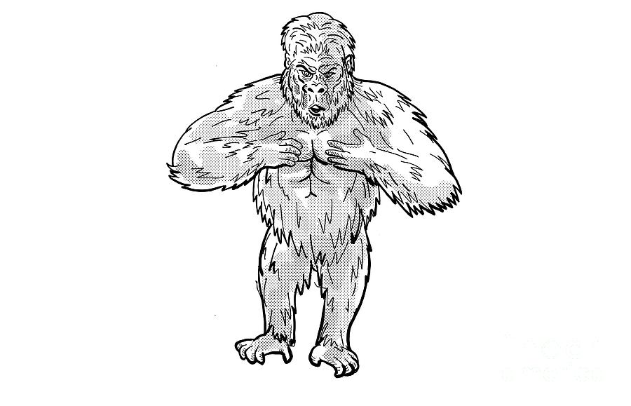Silverback Gorilla Thumping Chest Cartoon Digital Art