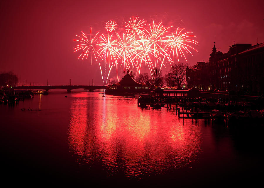 Silvester - Zurich 2015 New Year Fireworks Photograph by Travel Quest Photography