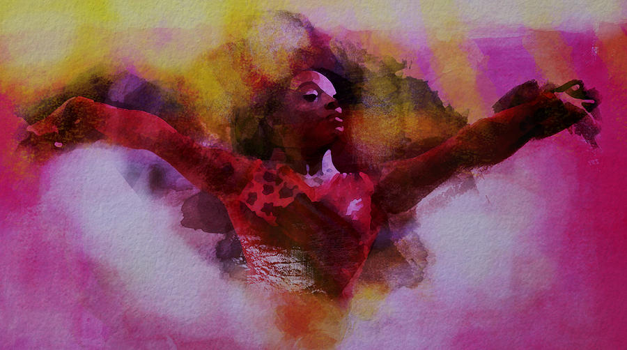  Simone Biles Artwork in Motion Mixed Media by Brian Reaves