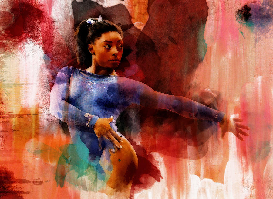 Simone Biles Pure Excellence Mixed Media by Brian Reaves