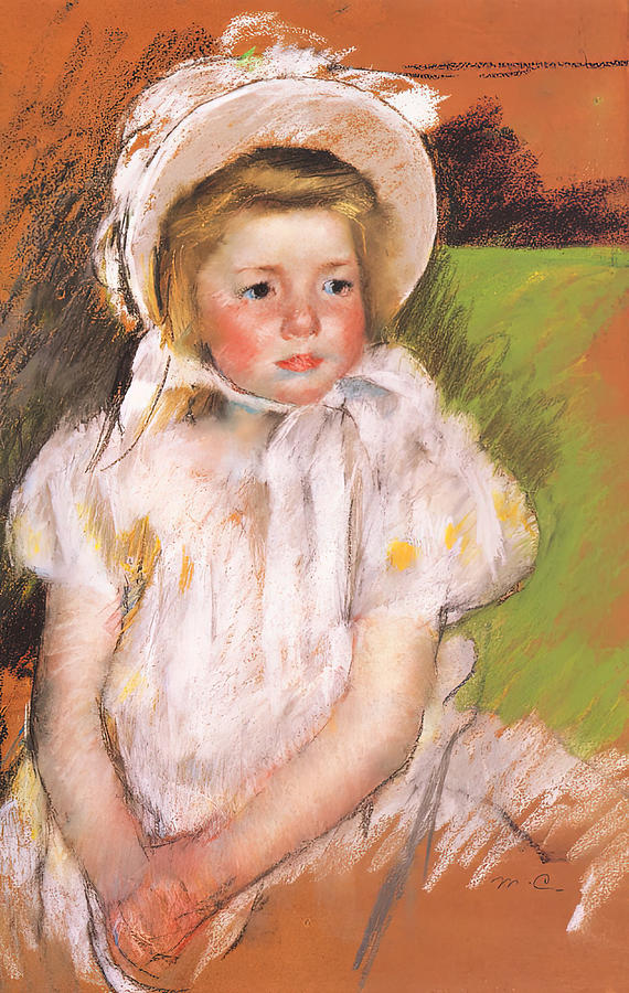Impressionism Painting - Simone in a White Bonnet  by Mary Cassatt