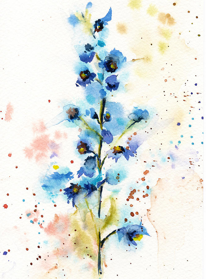 Simple Blue Field Flowers Painting by Tanya Gordeeva