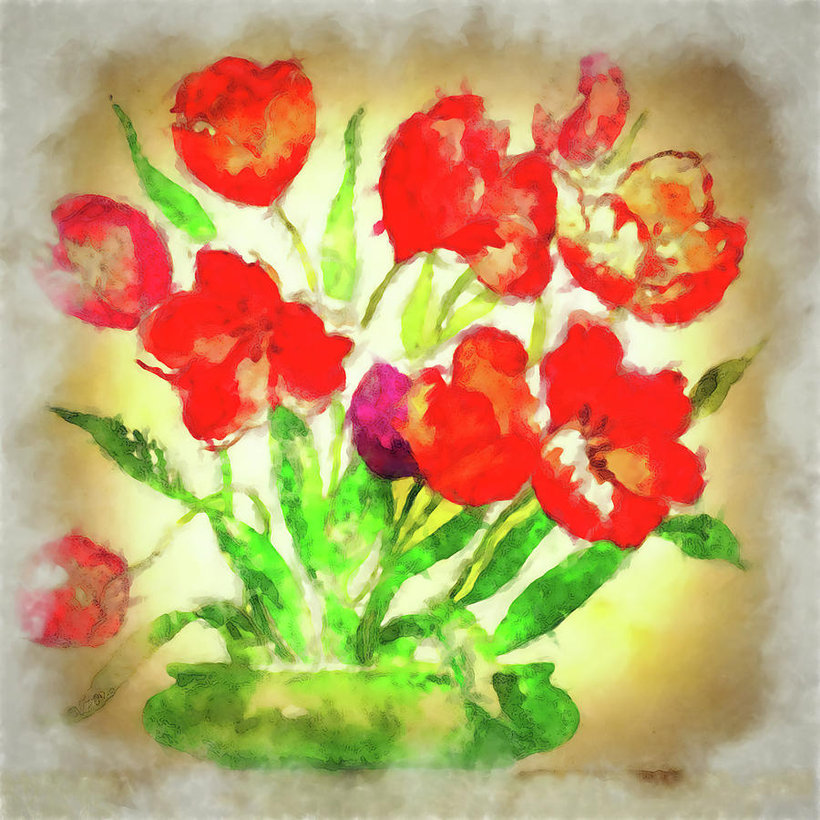 Simple bouquet #1 Digital Art by Cathy Anderson