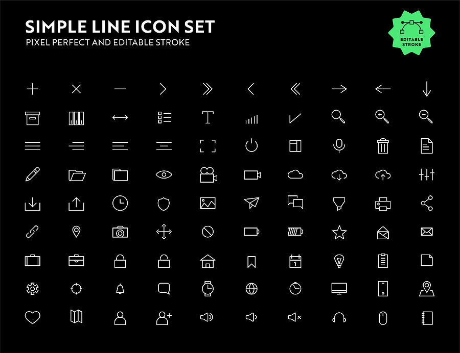 Simple Line Icon Set Pixel Perfect and Editable Stroke Drawing by Esra Sen Kula