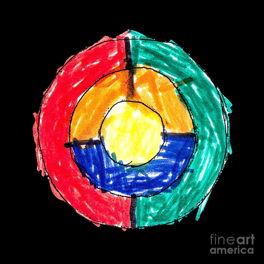 Simple multi colored circle by child Drawing by Gregory DUBUS