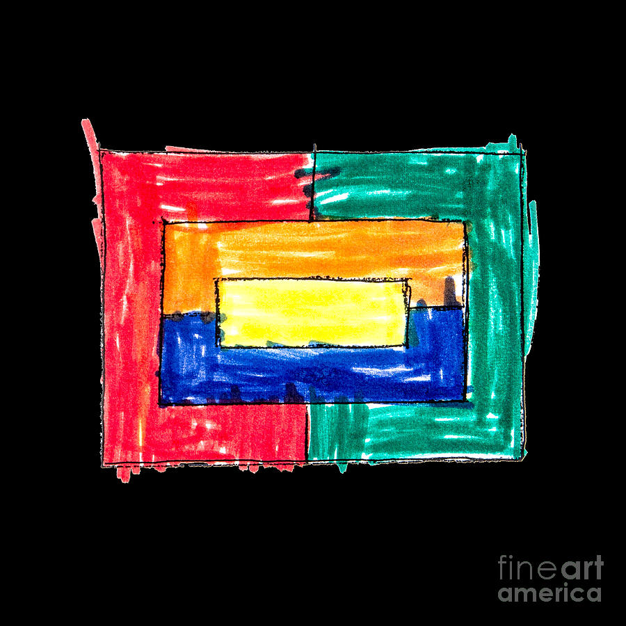 Simple multi colored rectangle by child Drawing by Gregory DUBUS