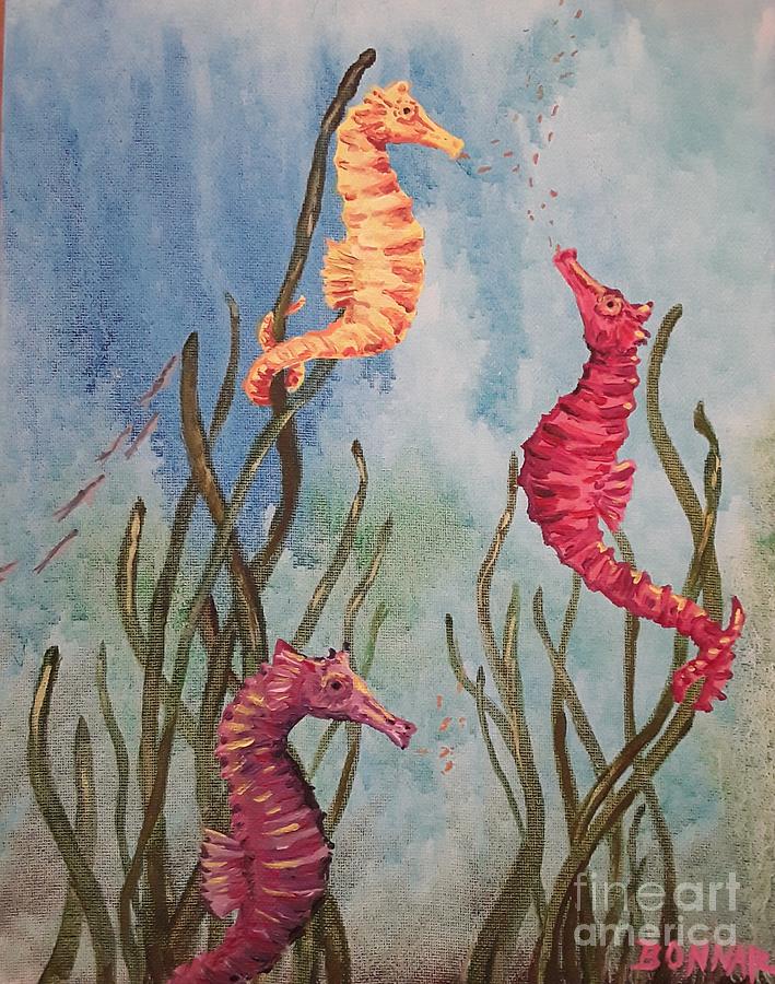 Simple Sassy Seahorses Painting