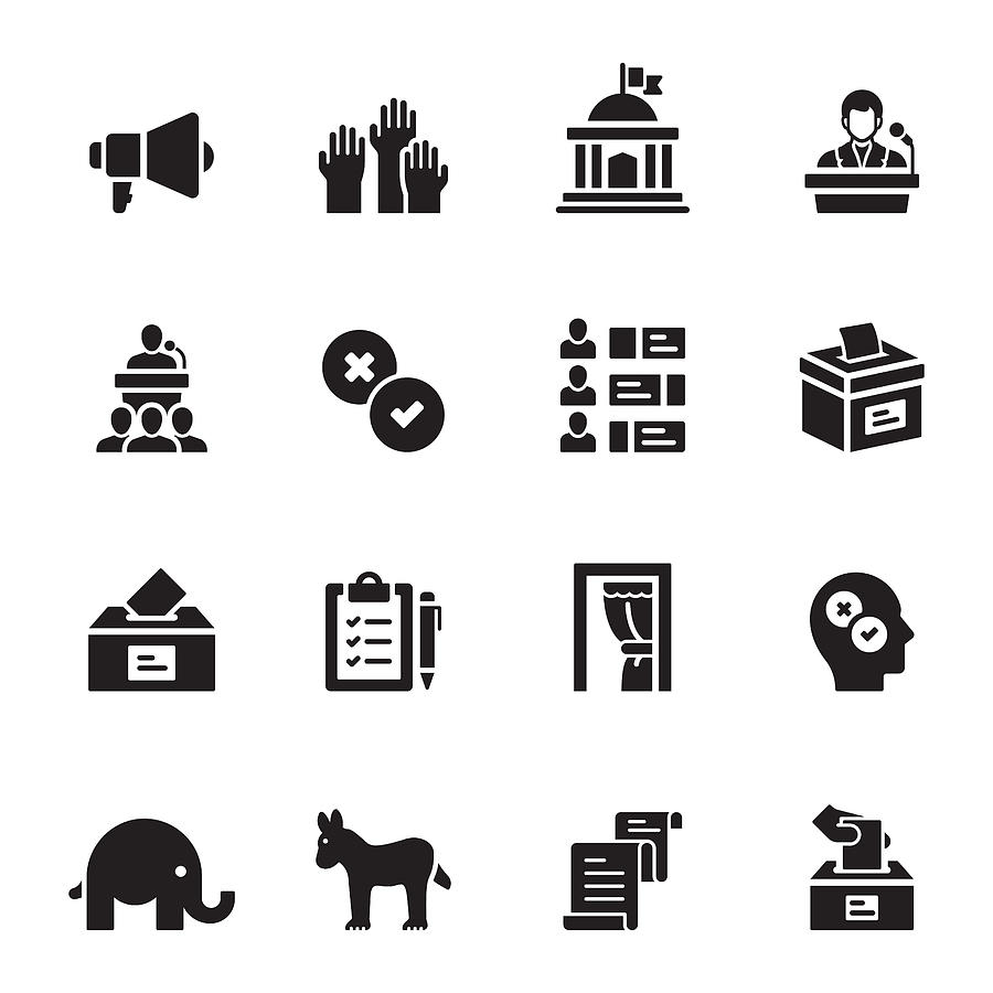 Simple Set of Election Related Vector Icons. Symbol Collection Drawing by Designer