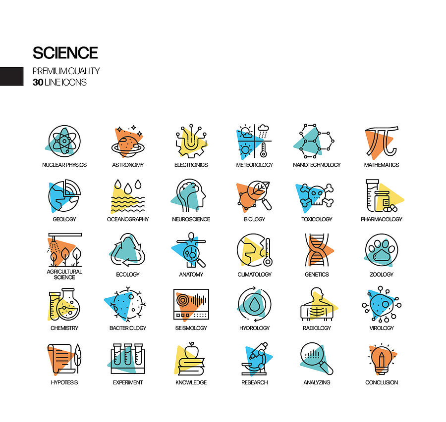 Simple Set of Science Related Spotlight Vector Line Icons. Outline Symbol Collection Drawing by Designer