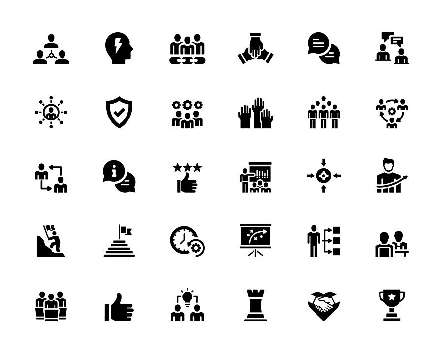 Simple Set of Teamwork Related Vector Icons. Symbol Collection Drawing by Designer