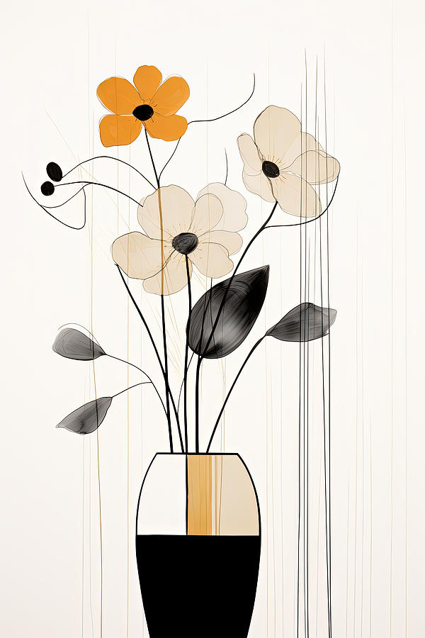Simple Shapes Flower Art Painting by Lourry Legarde