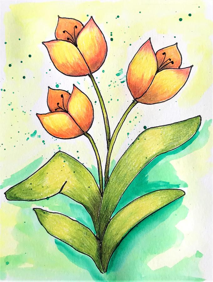 Take Inspiration Spring Flowers Drawing - HEART WITH DRAWING