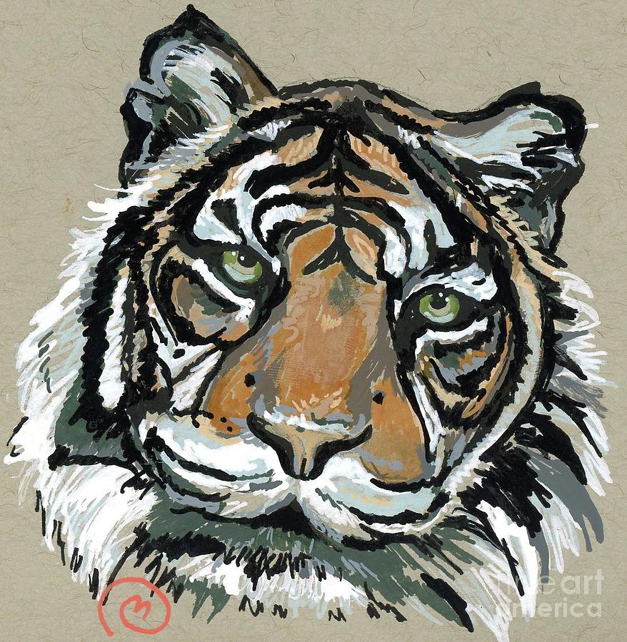 Cute Tiger Face, Portrait Hand Drawn Cartoon Character Illustration, Sketch.  Line Art, Drawing Style Design, Isolated Vector. Tropical Animal, Jungle  Wildlife, Big Cats, Safari, Nature, Print Element Royalty Free SVG,  Cliparts, Vectors,