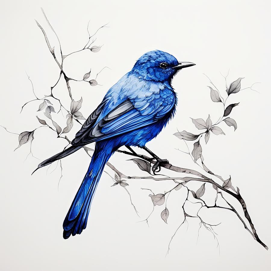 Simplicity in Flight - Bluebirds Painting Painting by Lourry Legarde