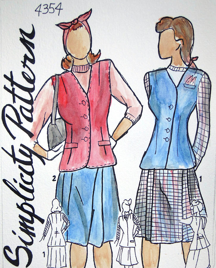 Simplicity Pattern 4354 Painting by Loretta Nash