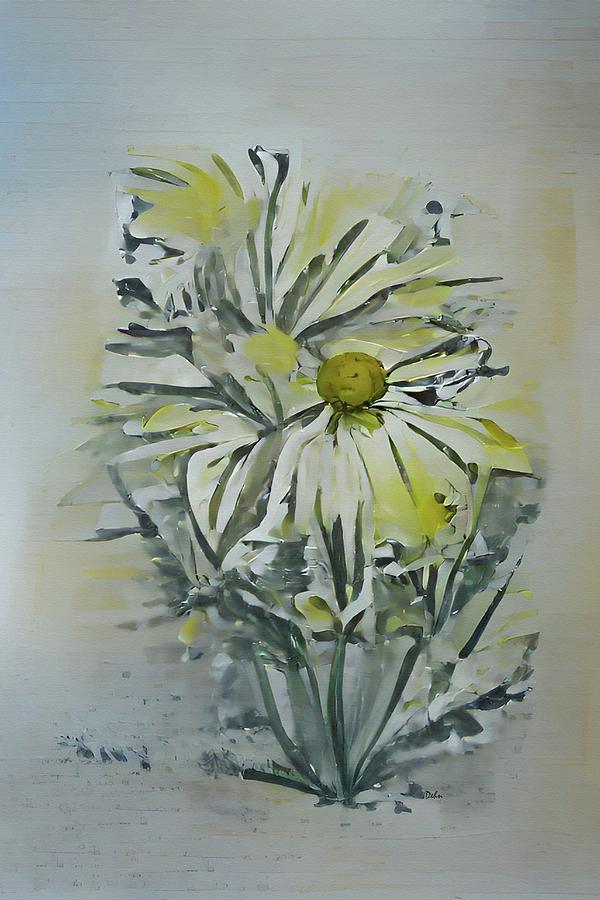 Simply Daisies Abstract Watercolor Painting by David Dehner