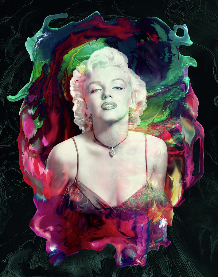 Marilyn Digital Art - Simply MARILYN -Black marble ground by Grace Iradian