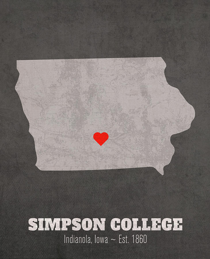 Simpson College Indianola Iowa Founded Date Heart Map Mixed Media by 