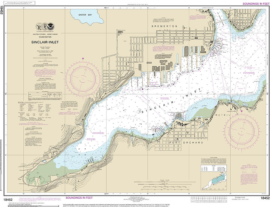 Sinclair Inlet Nautical Chart 18452 Digital Art by John Gernatt - Fine ...