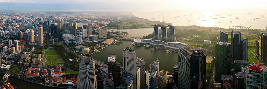 Singapore aerial cityscape sunrise Photograph by Sonny Ryse