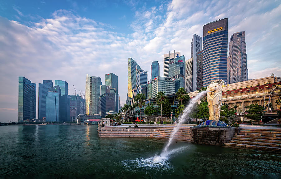 Singapore and the Merlion Digital Art by Kevin McClish