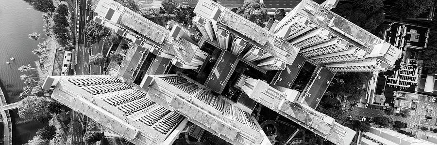 Singapore HDB from above Black and white Photograph by Sonny Ryse
