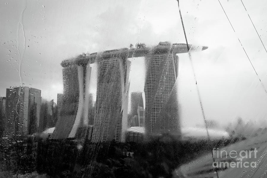 Singapore Marina Bay Sands Hotel Black and White Photograph by Dean Harte