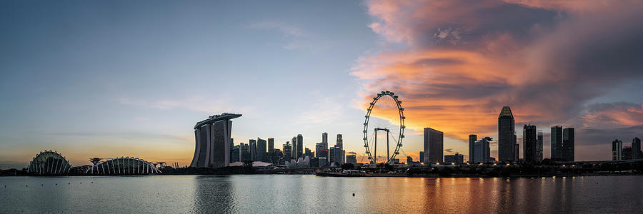 Singapore Skyline at sunset Photograph by Sonny Ryse