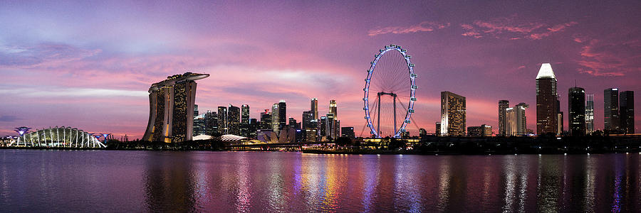 Singapore Skyline at Sunset #1 Photograph by Sonny Ryse