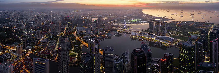 Singapore sunrise aerial Photograph by Sonny Ryse