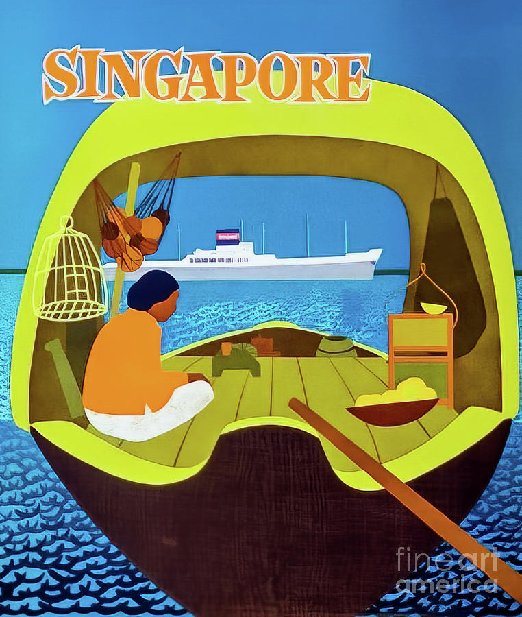 Singapore Travel Poster 1958 Drawing by M G Whittingham