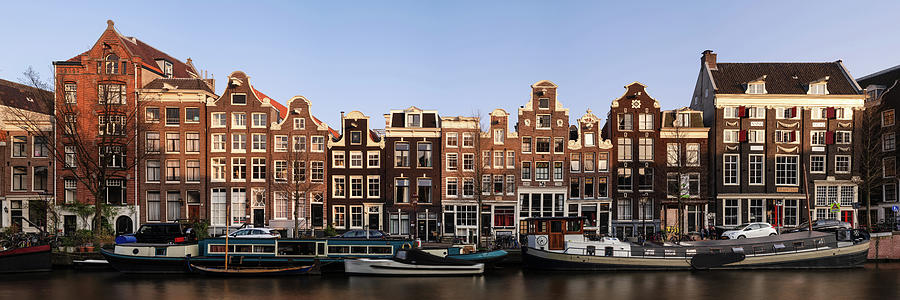 Singel Canal houses at sunset Amsterdam Netherlands Photograph by Sonny Ryse