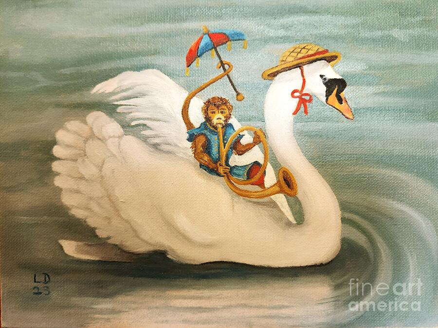 Singerie Swan Party Painting By Lisa Daniel - Fine Art America