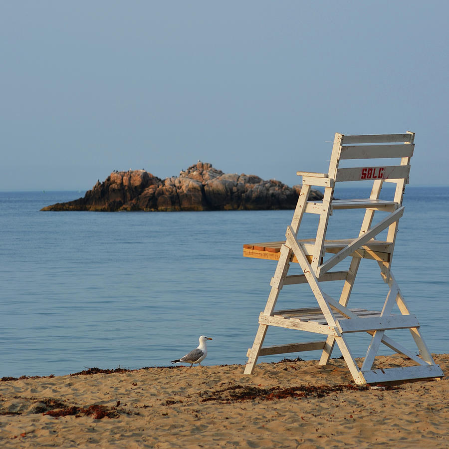 Singing Beach Lifeguard Chair Manchester by the Sea MA Square Photograph by Toby McGuire