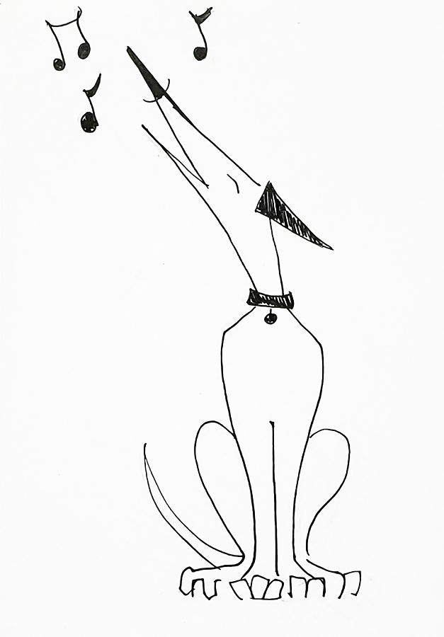 Singing Dog Drawing by Jani Freimann