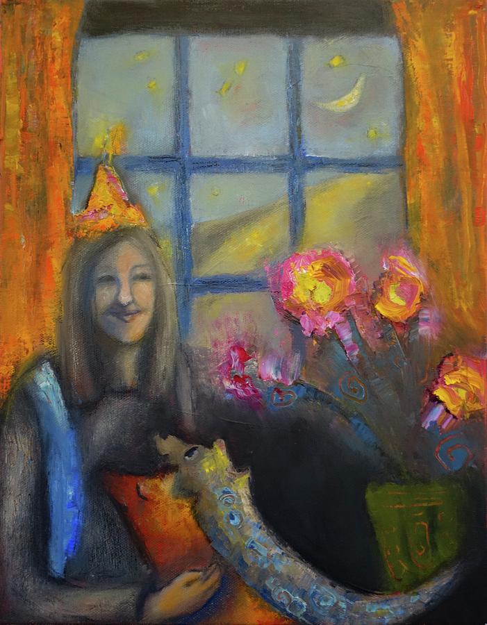 Singing hats and party flowers Painting by Suzy Norris
