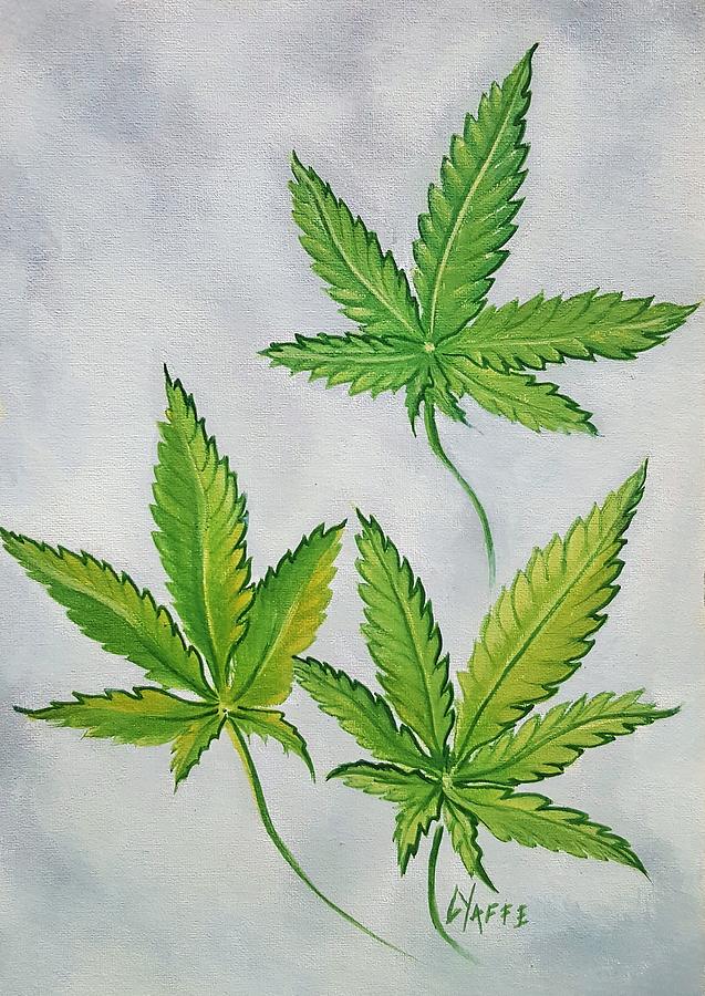 Single Cannabis Leaves Painting by Loraine Yaffe