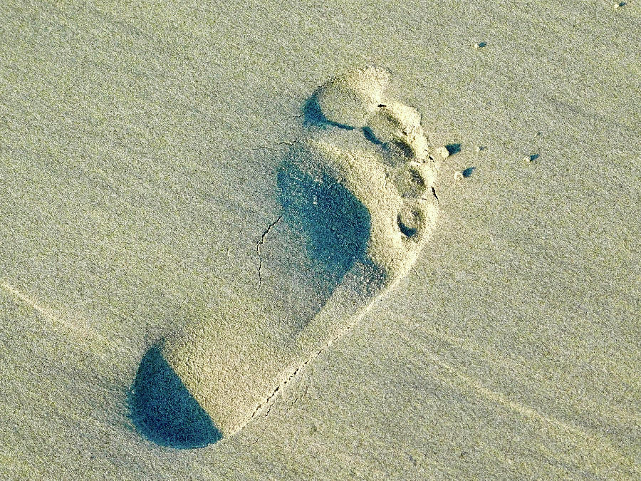 Beach Photograph - Single Footprint in the Sand by Arlane Crump