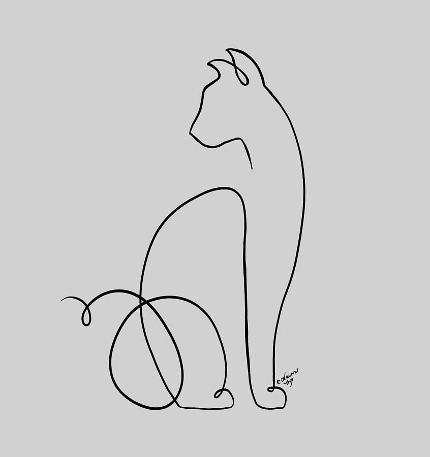 Single Line Cat Digital Art by Nicholette Thomas - Fine Art America