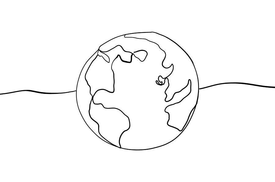 Single line drawing of a world Photograph by Mikroman6