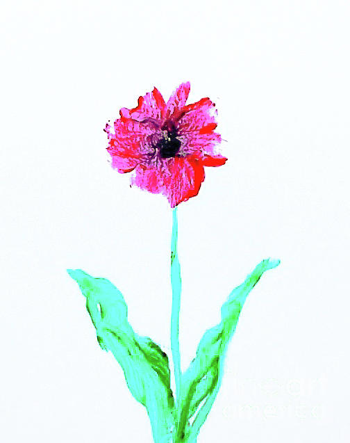 Single Pink Flower Painting by Carlee Ojeda