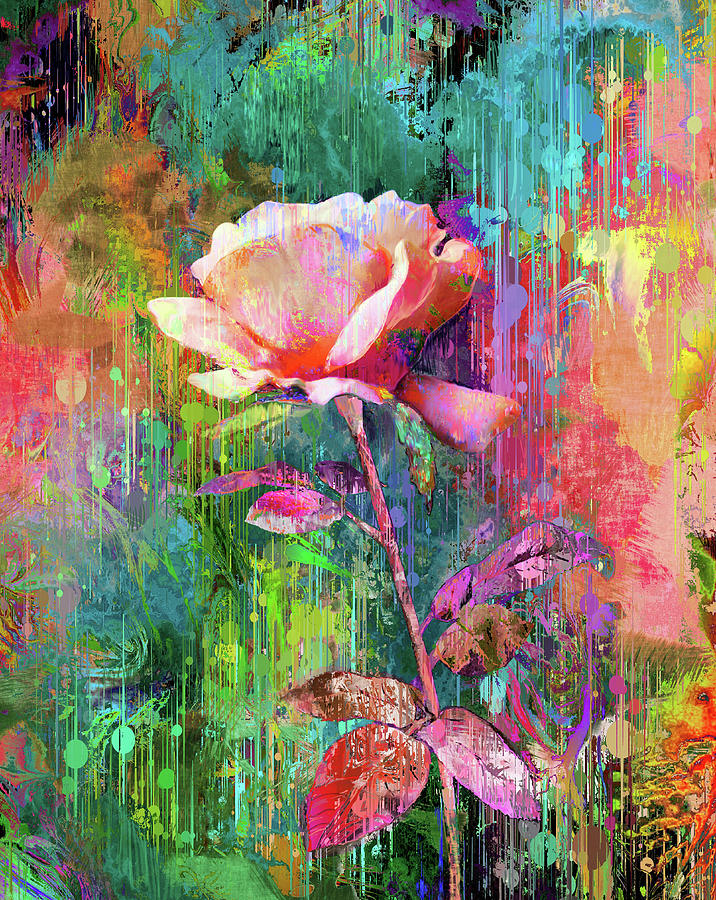 Single Pink Rose Digital Art by Grace Iradian