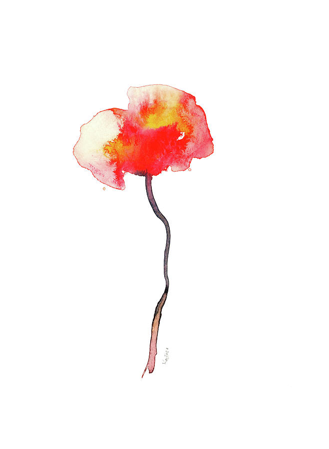 Single poppy Painting by Karen Kaspar