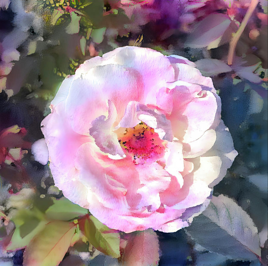 Single Rose In The Garden Mixed Media by Deborah League