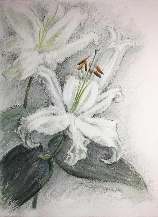 Single White Lily SW9 Painting by Spring Wu | Fine Art America