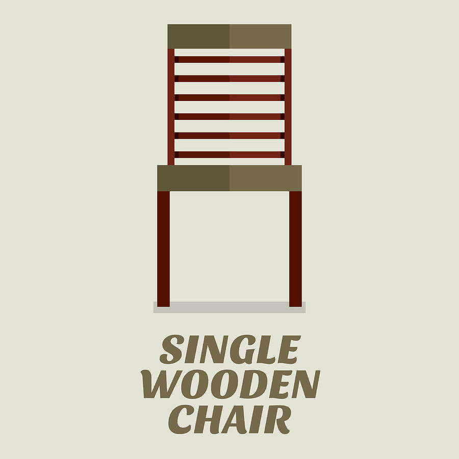 Single Wooden Chair Flat Design Drawing by Zygotehasnobrain