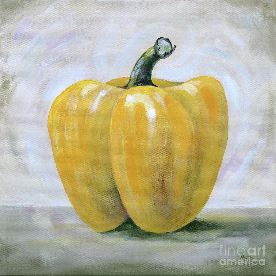 Hello Yellow - Bell pepper painting Painting by Annie Troe